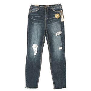 Tinseltown Blue Distressed Ripped Hi-Waist Soft Stretch Skinny Jeans Size 13‎